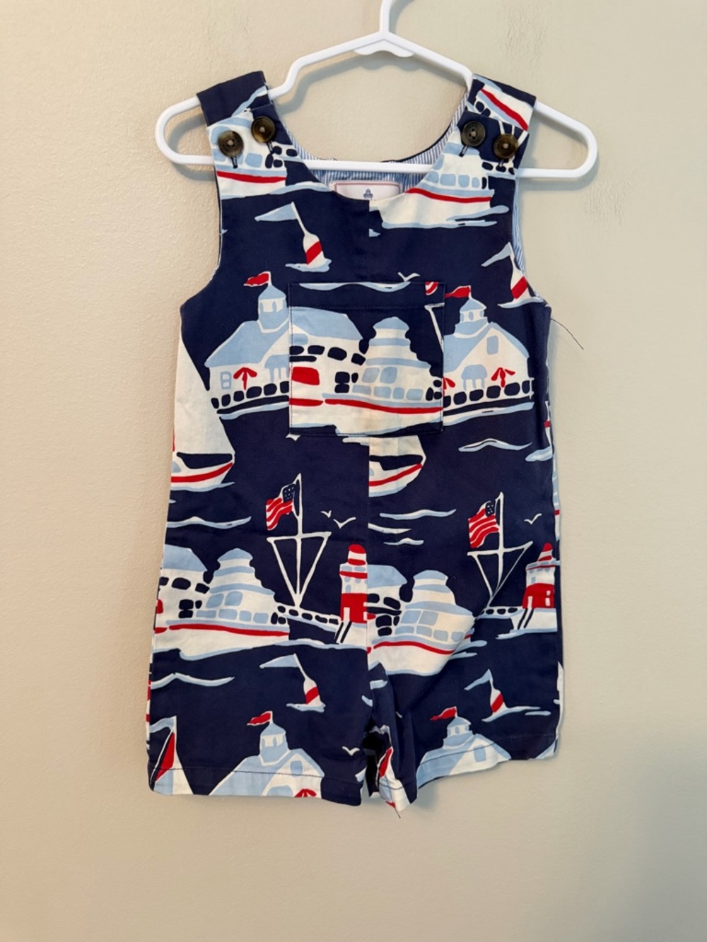 Classic Prep Navy Nautical Print Toddler Romper - Picture 1 of 3